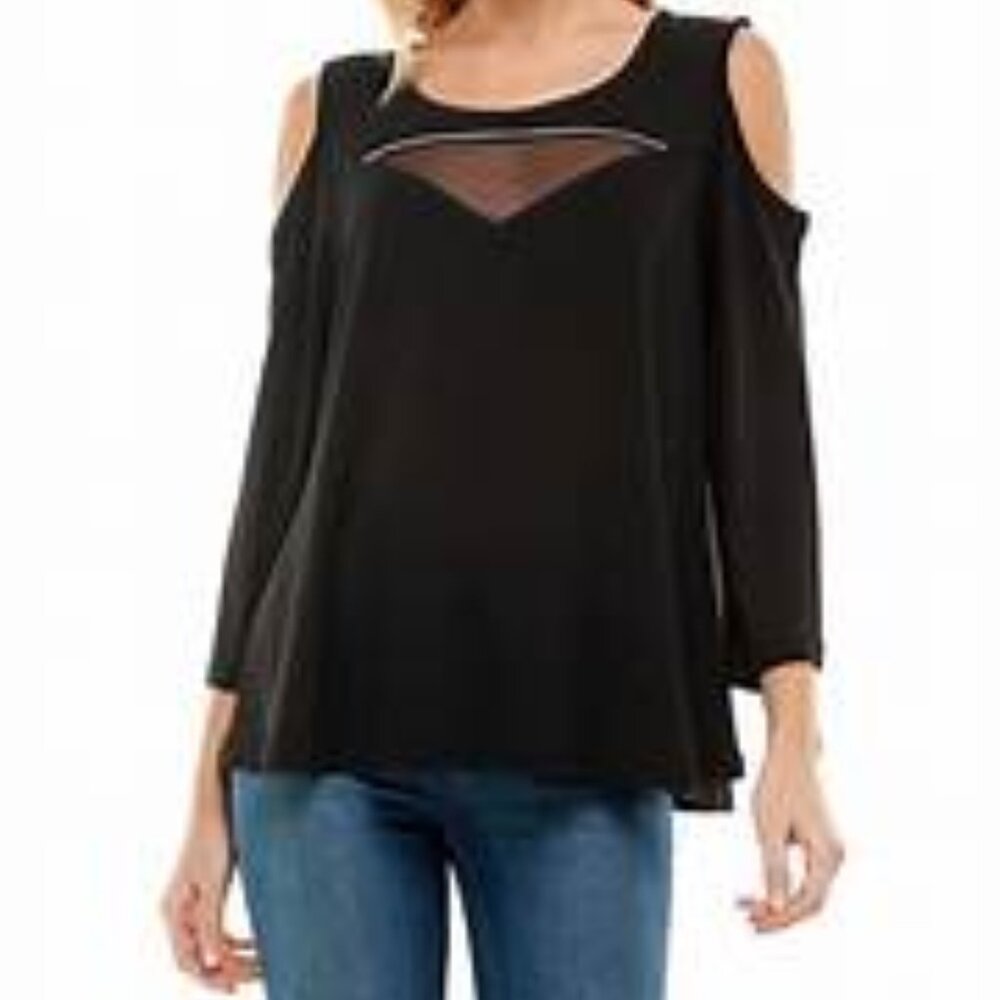 Adrienne Vittadini 3/4 Sleeve Cold Shoulder Top - Small